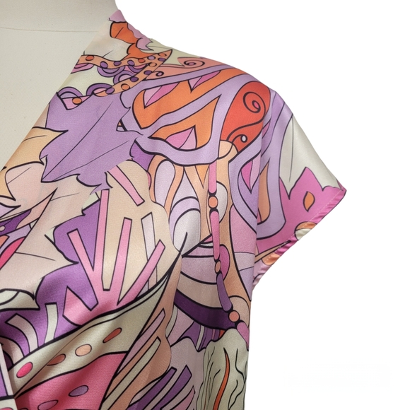 Lalipop Design Drape Satin Double Breasted Abstract Blouse Size S - Picture 6 of 10